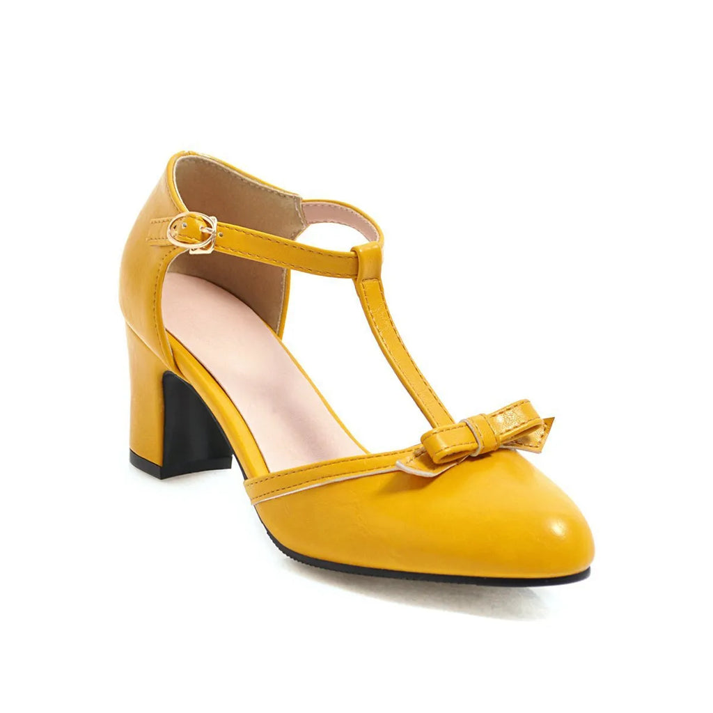 Women's chunky heel sandals with 6.5cm mid-heel, adjustable buckle strap, and round toe design in apricot colour
