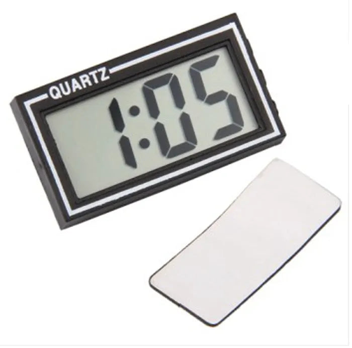 Portable car clock with plastic case and glass mirror, plus optional 63mm 0-120C thermometer style