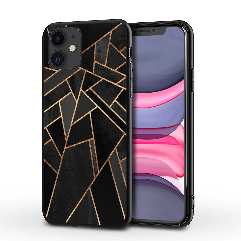 Marble pattern iPhone case showing realistic stone texture on back cover with precise camera and port cutouts