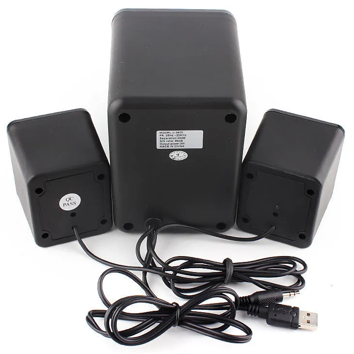 Green 2.1 USB computer speaker with LED lighting and 150 cm cable for desktop audio