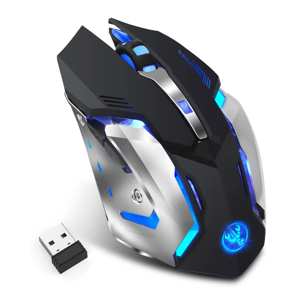 HXSJ black wireless mouse, 2.4G optical gaming mouse with 2400 DPI and ergonomic design
