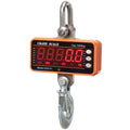 Orange electronic crane scale with digital display showing weight measurement for logistics applications