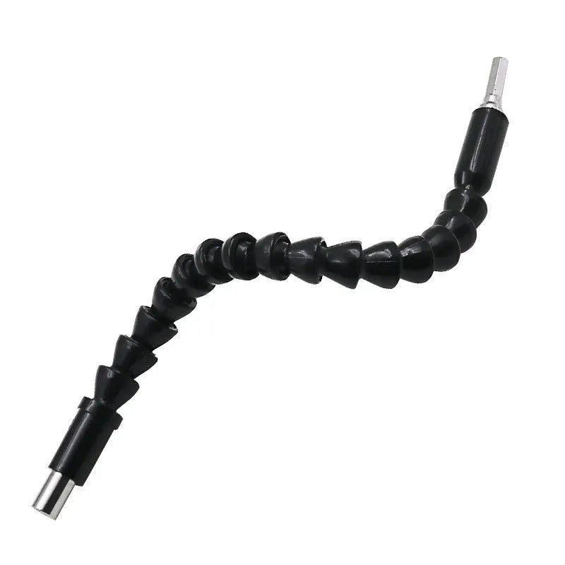 Flexible cobra drill bit extension shaft 295mm black metal and plastic with 1/4 inch hex shank