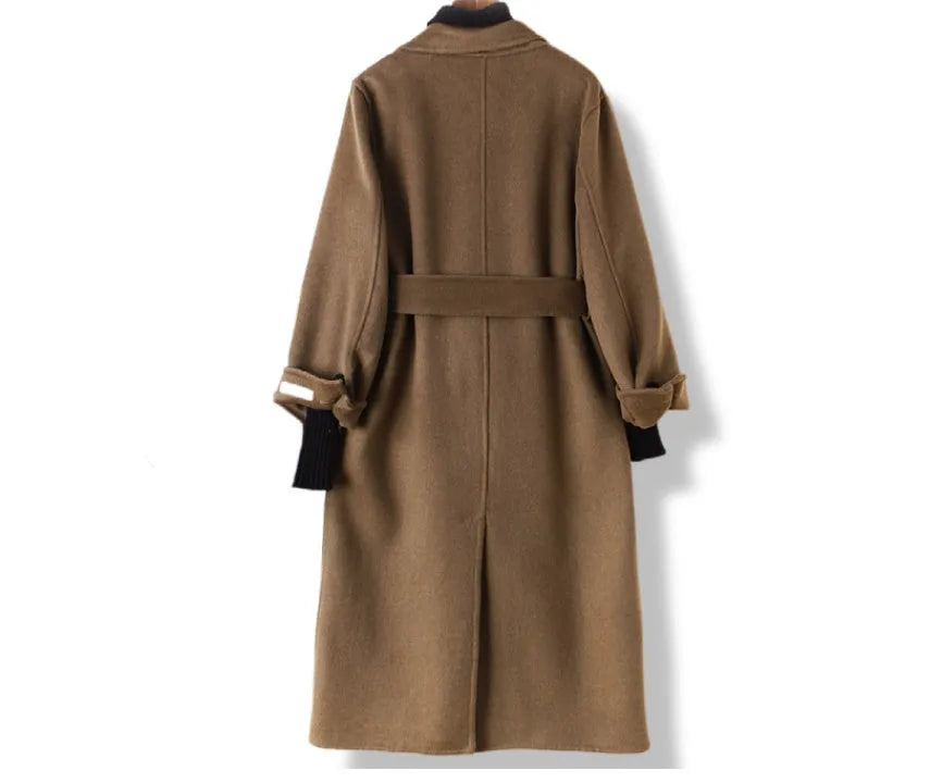 Men's long suit collar wool coat in black or caramel colour with Asian sizing