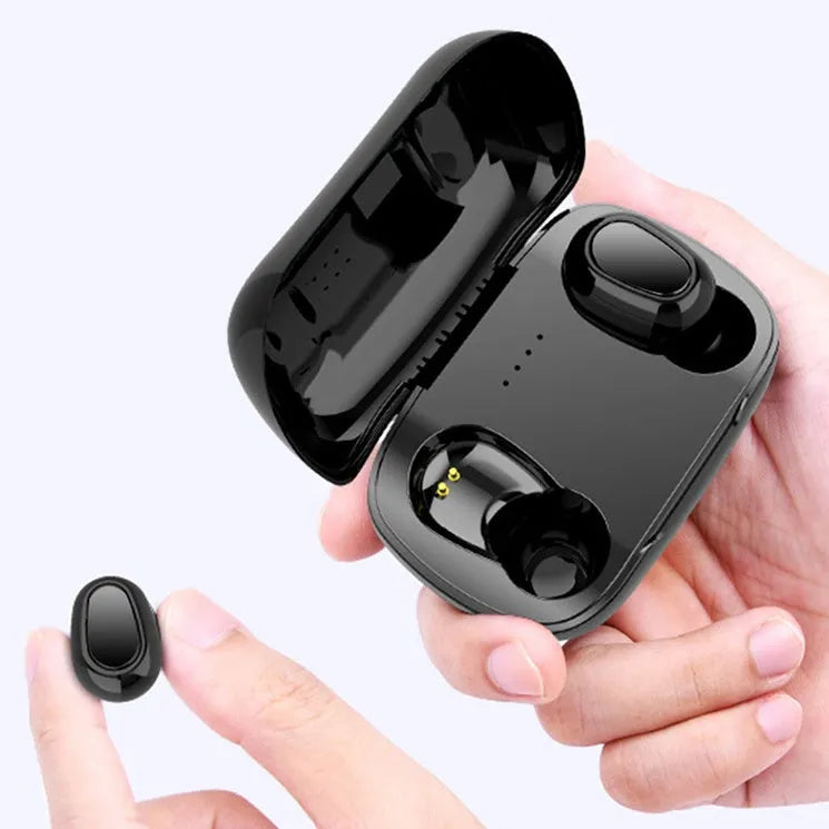 True wireless Bluetooth earbuds in black, pink, or white colour options.