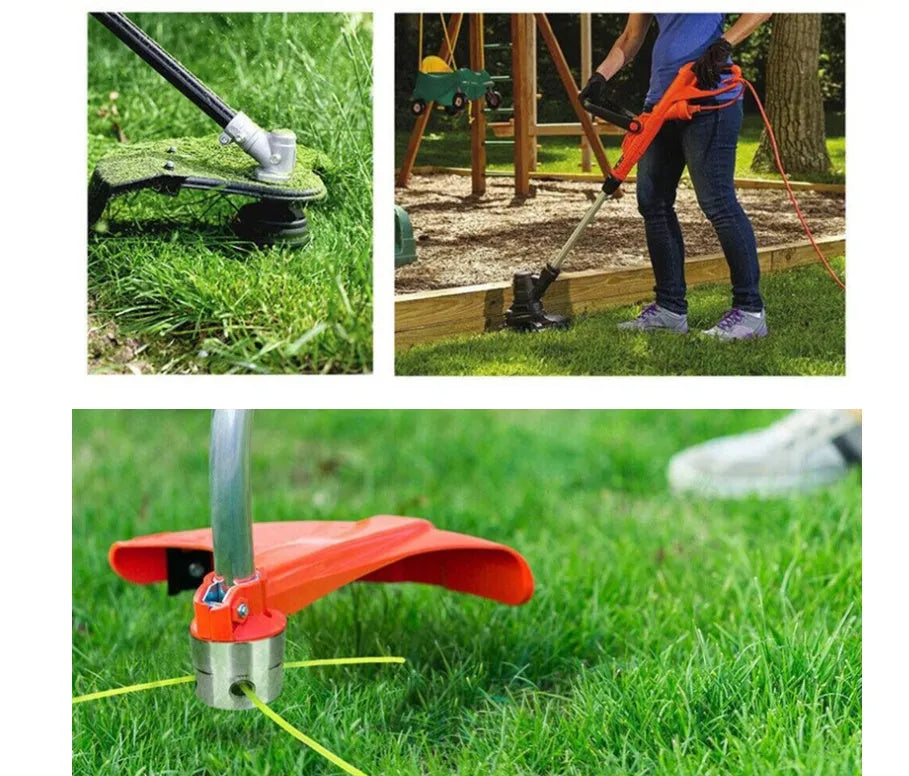 Luzhu aluminium lawn mower grass trimmer head replacement kit with four light yellow square ropes and wrench