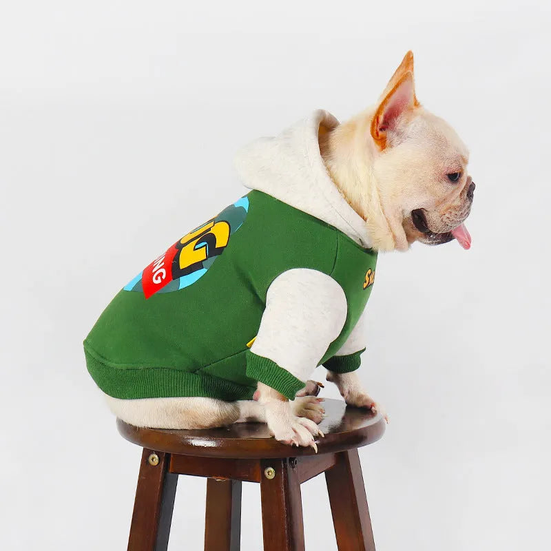 Green cotton dog jacket for autumn and winter wear in sizes L, XL, 2XL, 3XL and 4XL