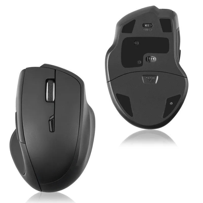 Black voice control wireless mouse with seven buttons and USB receiver.