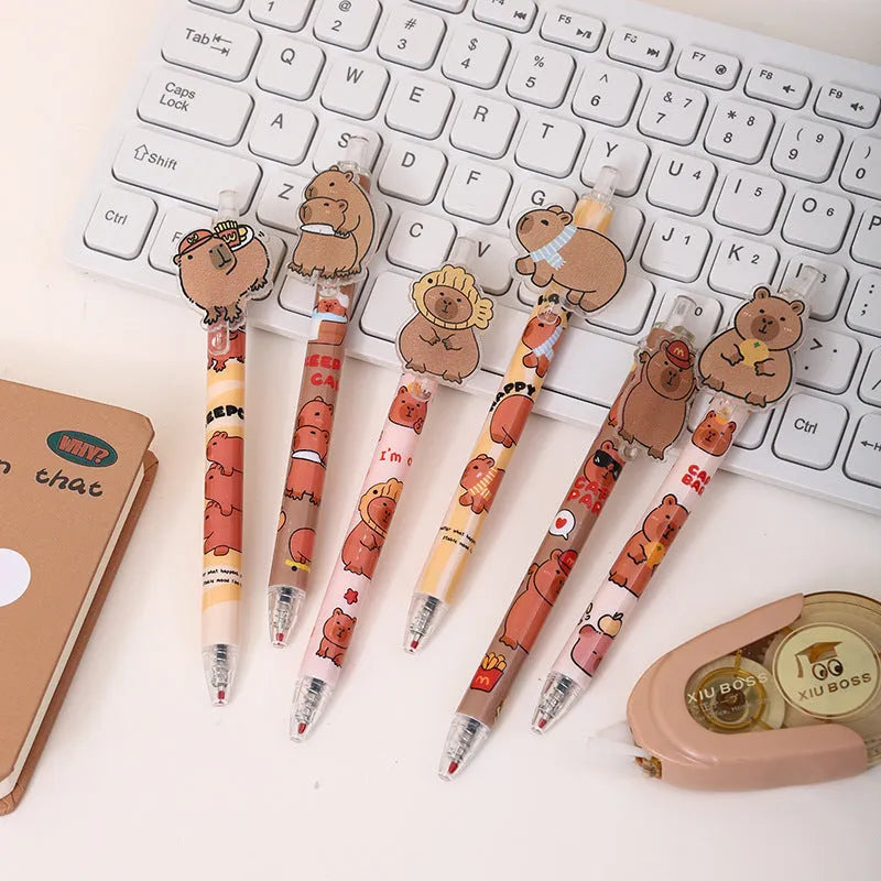 Cartoon bear design gel pen set with 48 carbon black refills and plastic shell