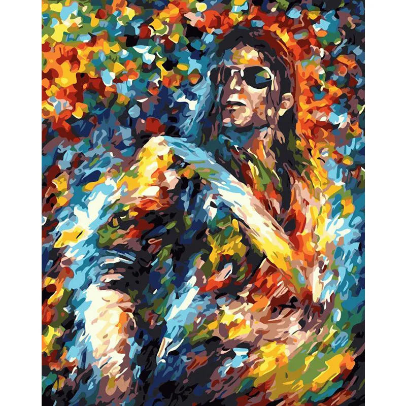 DIY digital painting kit showing 40x50cm canvas with body art design and three brushes