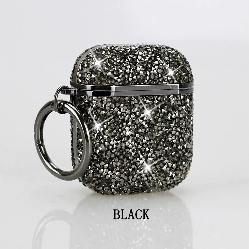 Electroplating diamond-studded AirPods case with flip rhinestone exterior for AirPods 1/2 and AirPods 3