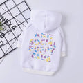 Plush hooded cotton pet dog sweater in black or white, sizes XS to XXL and FB