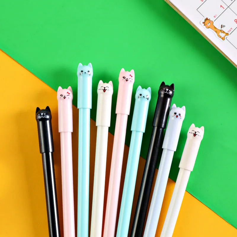 Cat pendulum gel pen with swinging charm and 0.5mm tip in multiple colour options