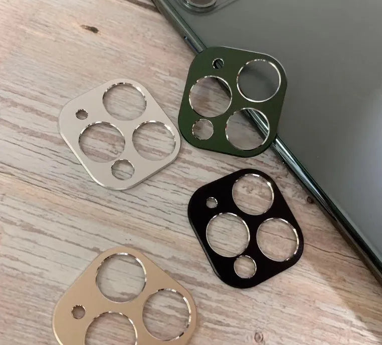 Metal lens protection ring for iPhone 11 and 11 Pro in various colours on a phone back cover