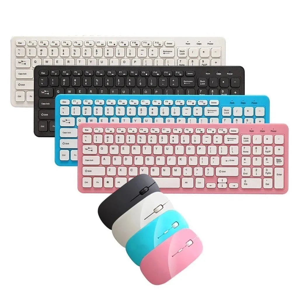Wireless keyboard and mouse set in black showing crater structure keys and three-speed DPI mouse with USB receiver
