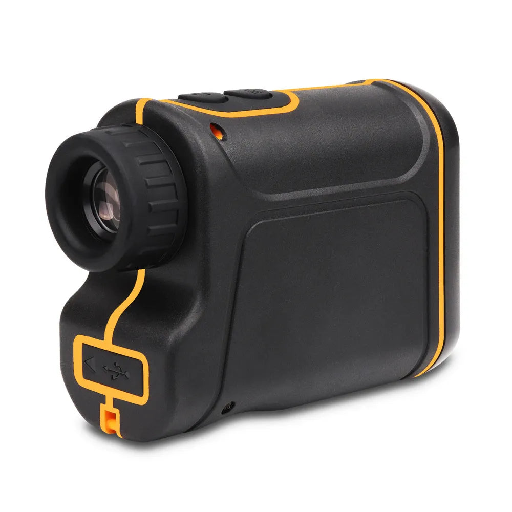 Outdoor handheld golf rangefinder with 1500m measuring range and compact design for accurate distance calculations