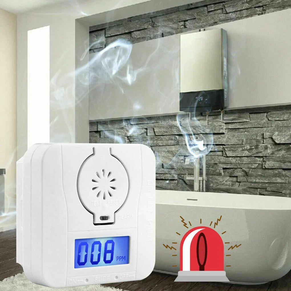 White wireless carbon monoxide alarm unit shown mounted on a wall.