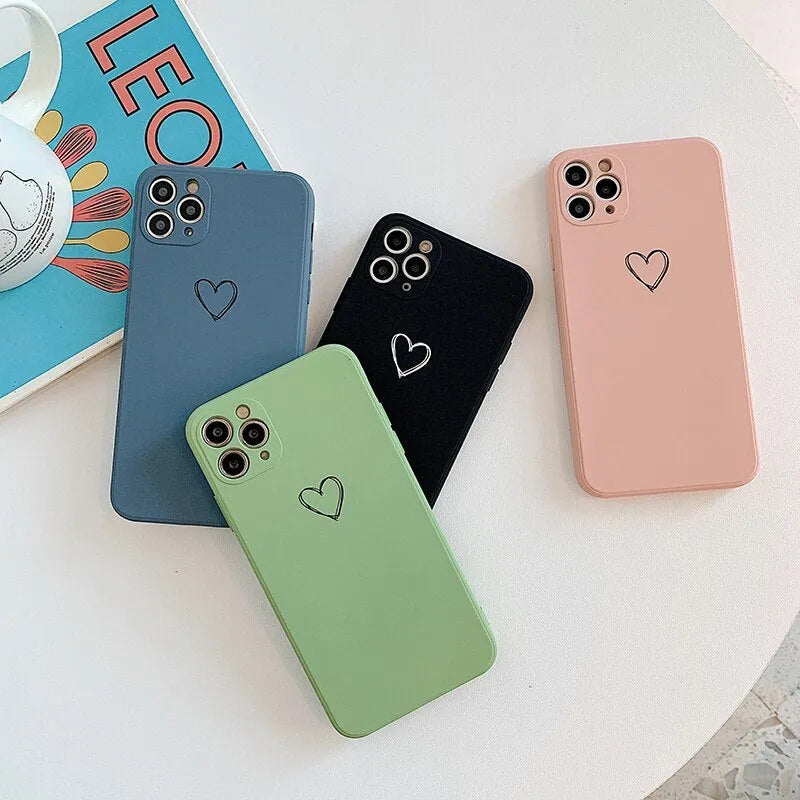 Silicone iPhone back cover case in multiple colours showing TPU material and precise model compatibility