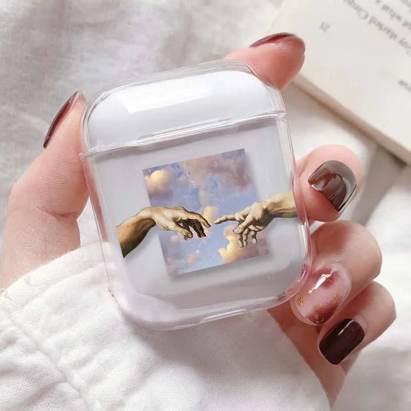 Transparent protective cover for Apple AirPods and AirPods Pro cases with visible cutouts