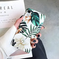 Floral banana leaf artwork phone case for iPhone models with flower leaves colour