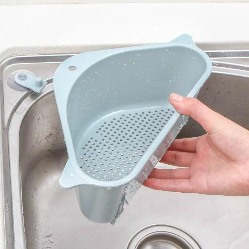 Plastic triangle kitchen sink storage rack with ventilated design for sponges and soap