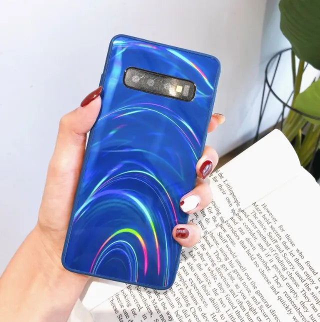 Marble shockproof silicone phone case for Samsung Galaxy in multiple colour options showing front and back view.