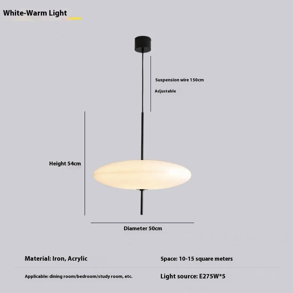 Nordic retro UFO-shaped designer chandelier ceiling light in black and white.