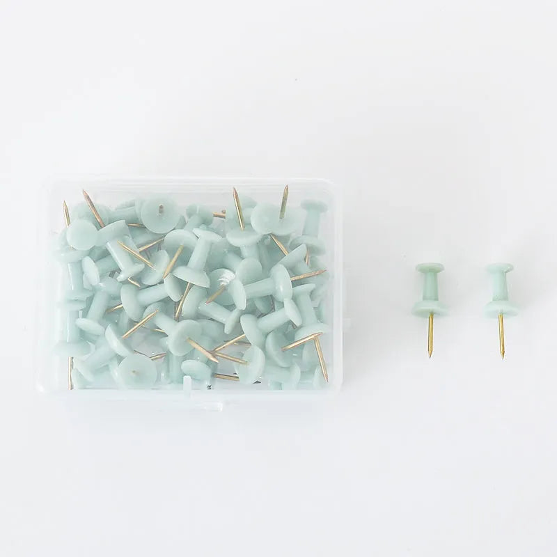 50 decorative push pins with five-pointed star design in green and grey Morandi colours