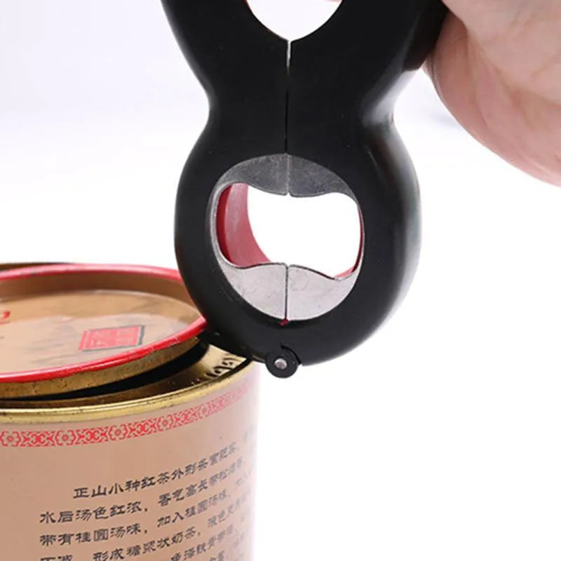 Multifunctional easy opener six in one bottle can opener with grey colour and ergonomic grip