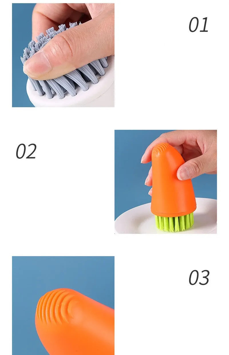 White and orange carrot-shaped kitchen cleaning brush with nylon bristles and a 15cm handle.
