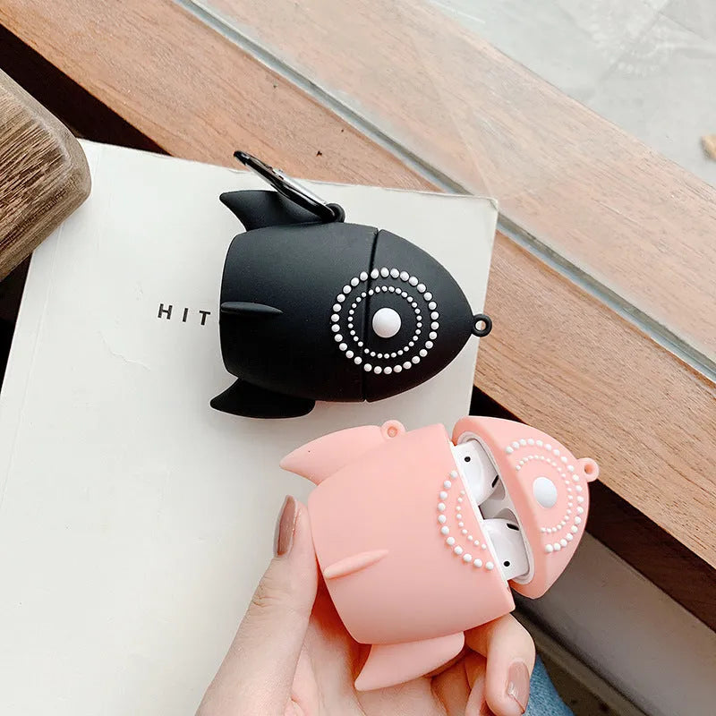 Black and pink silicone protective cases for Apple AirPods 1 and 2 charging cases