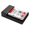 Black plastic hard disk box for 2.5-inch SATA drives with dimensions 180x122x42mm and included data cable