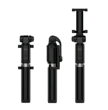 Bluetooth selfie stick tripod with aluminium alloy telescopic rod extended to 195.50mm holding mobile phone