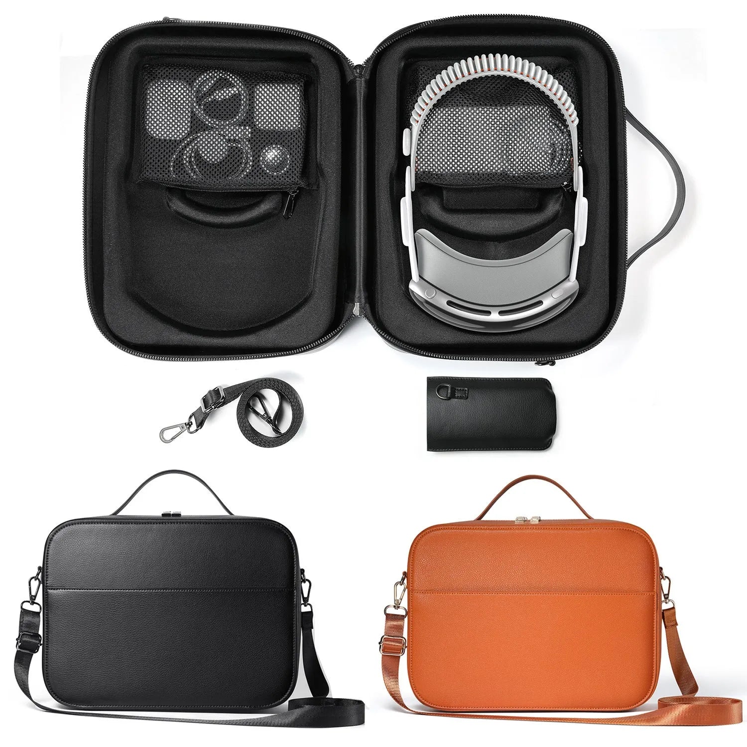 Black superfiber MR glasses storage box for Apple Vision Pro headset.