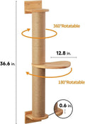 Wooden wall-mounted cat climbing frame with khaki sisal rope scratching surface