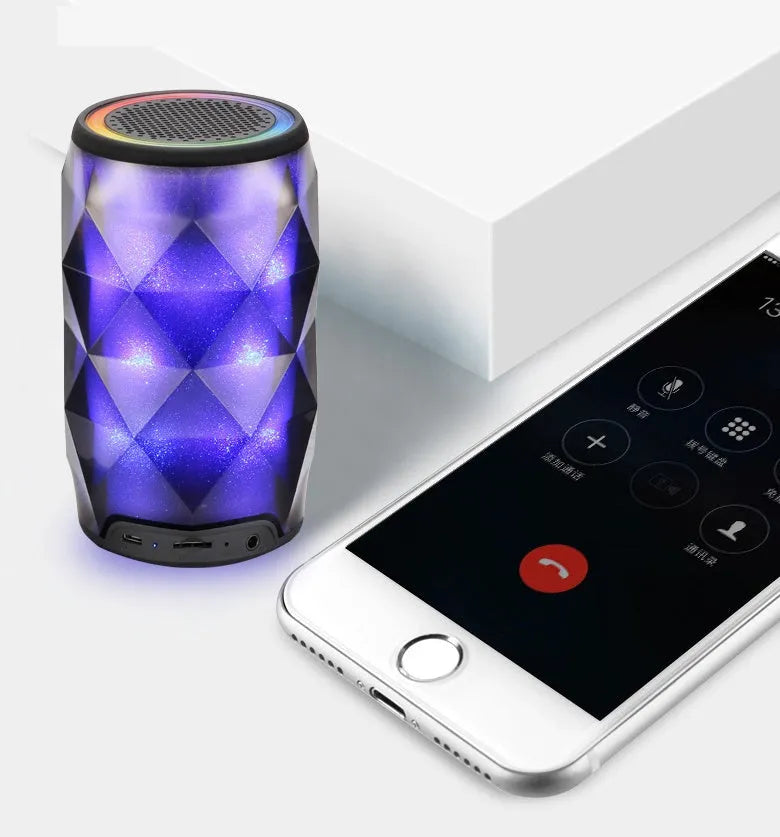Black crystal diamond-cut Coca-Cola can shaped Bluetooth speaker lantern with colourful starry sky lighting.