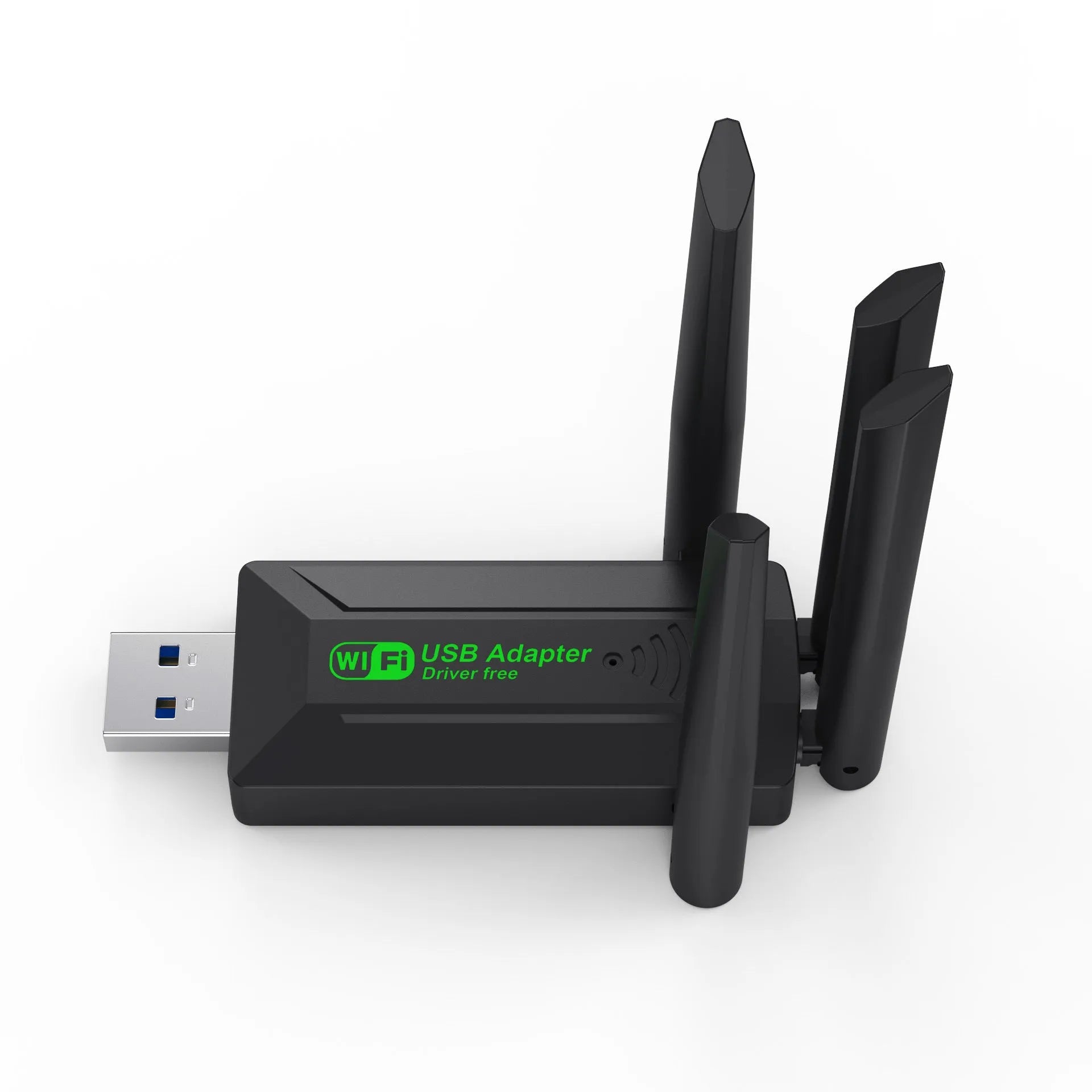 Black USB network transmitter device with four extended antennas