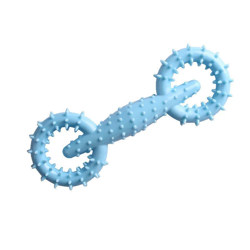 Blue TPR dog chew toy ring measuring 16cm in diameter for puppy teething relief