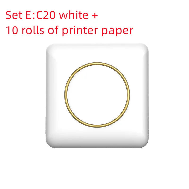 C20 White mini thermal printer, 80x80x35mm, 57mm paper, USB and Bluetooth wireless