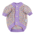 Purple polyester dog sweater cardigan for XL and XXL sized pets