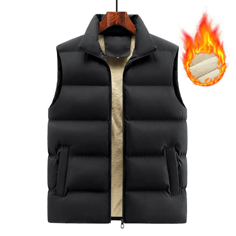 Men's striped lambswool vest in black, dark blue, or red colours for autumn and winter wear