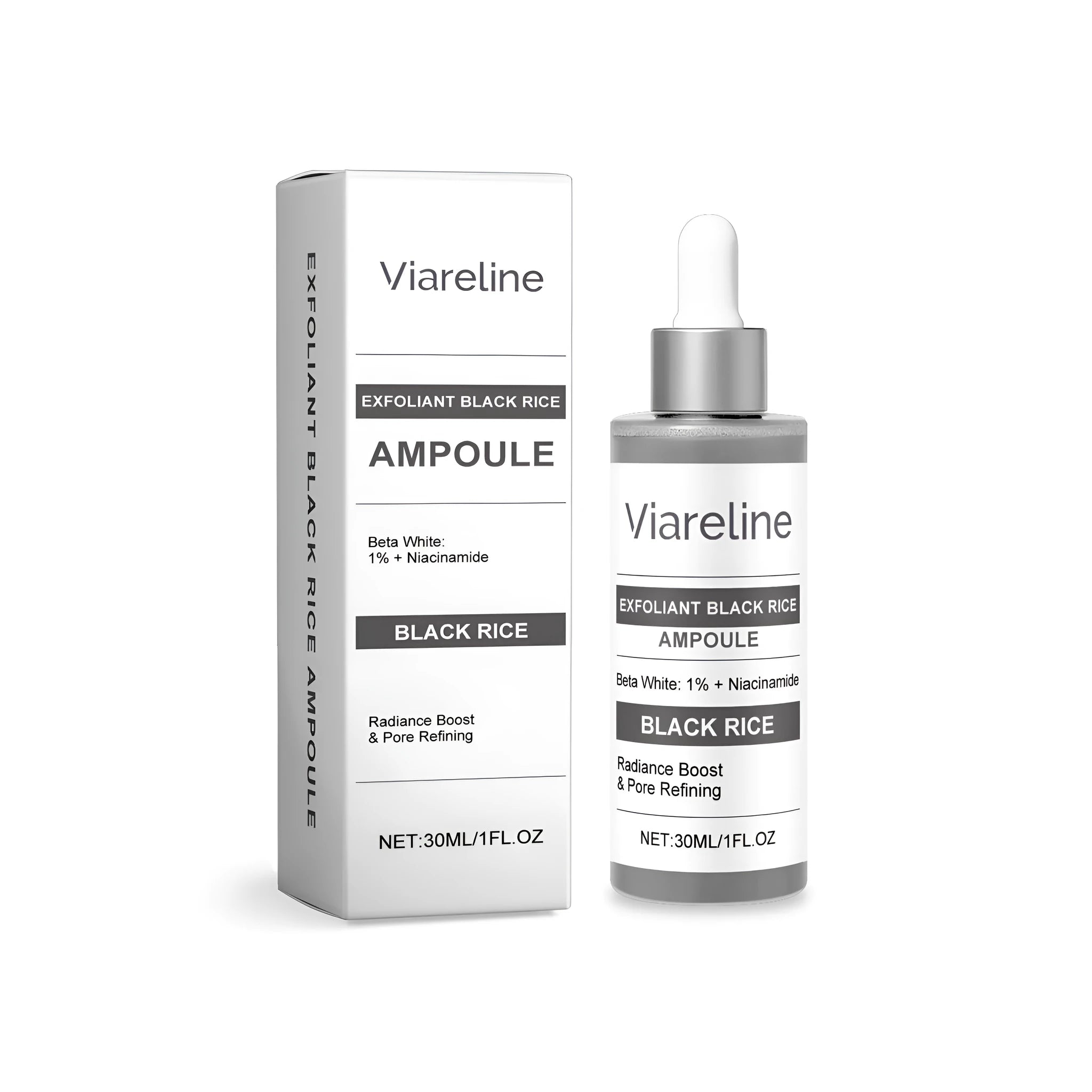 30ml bottle of exfoliating black rice liquid for light wrinkles with oligopeptide-68