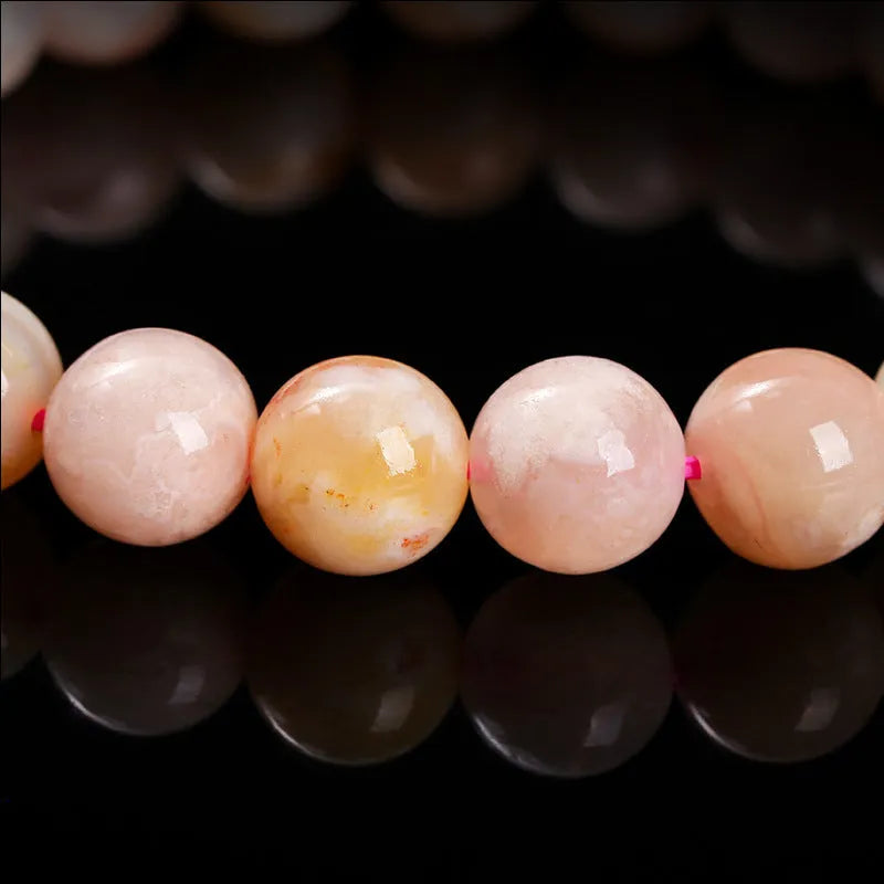 Natural cherry agate bracelet with 3A cherry blossom colour geometric round beads