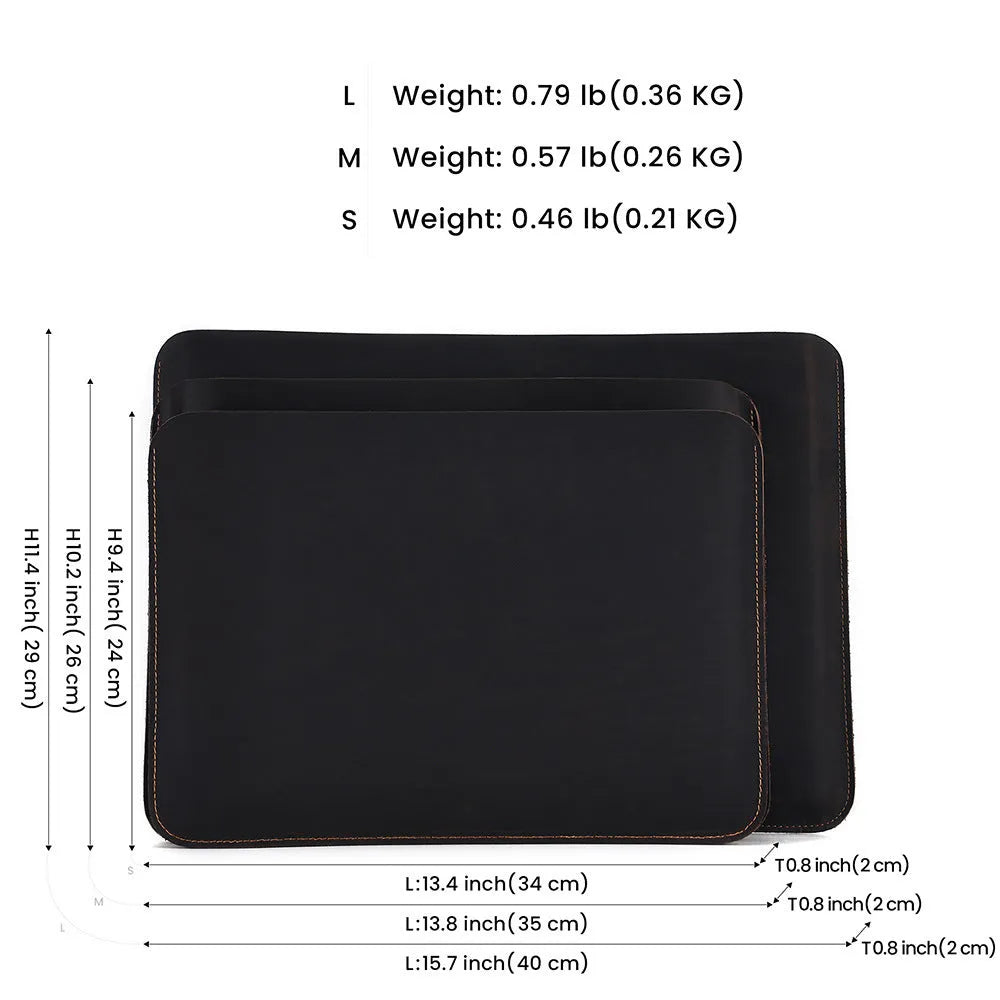 Brown crazy horse leather horizontal computer liner bag with first-layer cowhide construction and wear-resistant function