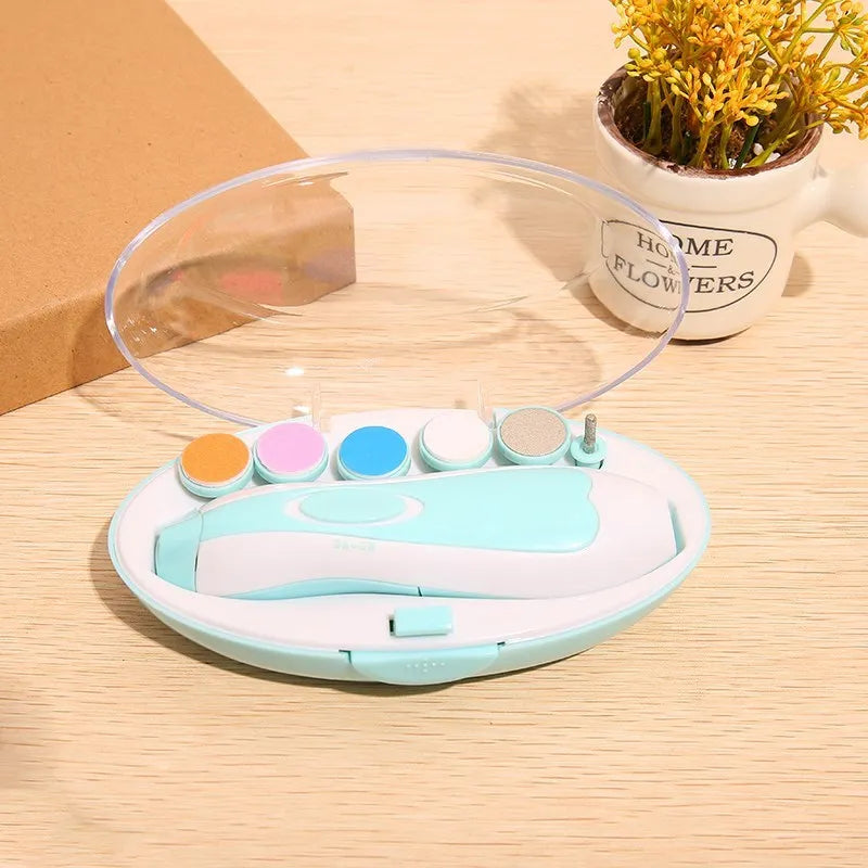 Ultra-quiet baby nail polisher with night light, four-speed settings, and ergonomic design for safe infant nail care