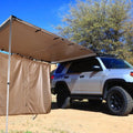 Black glue rainproof camping tent with aluminium alloy frame and Oxford cloth base, set up in outdoor environment