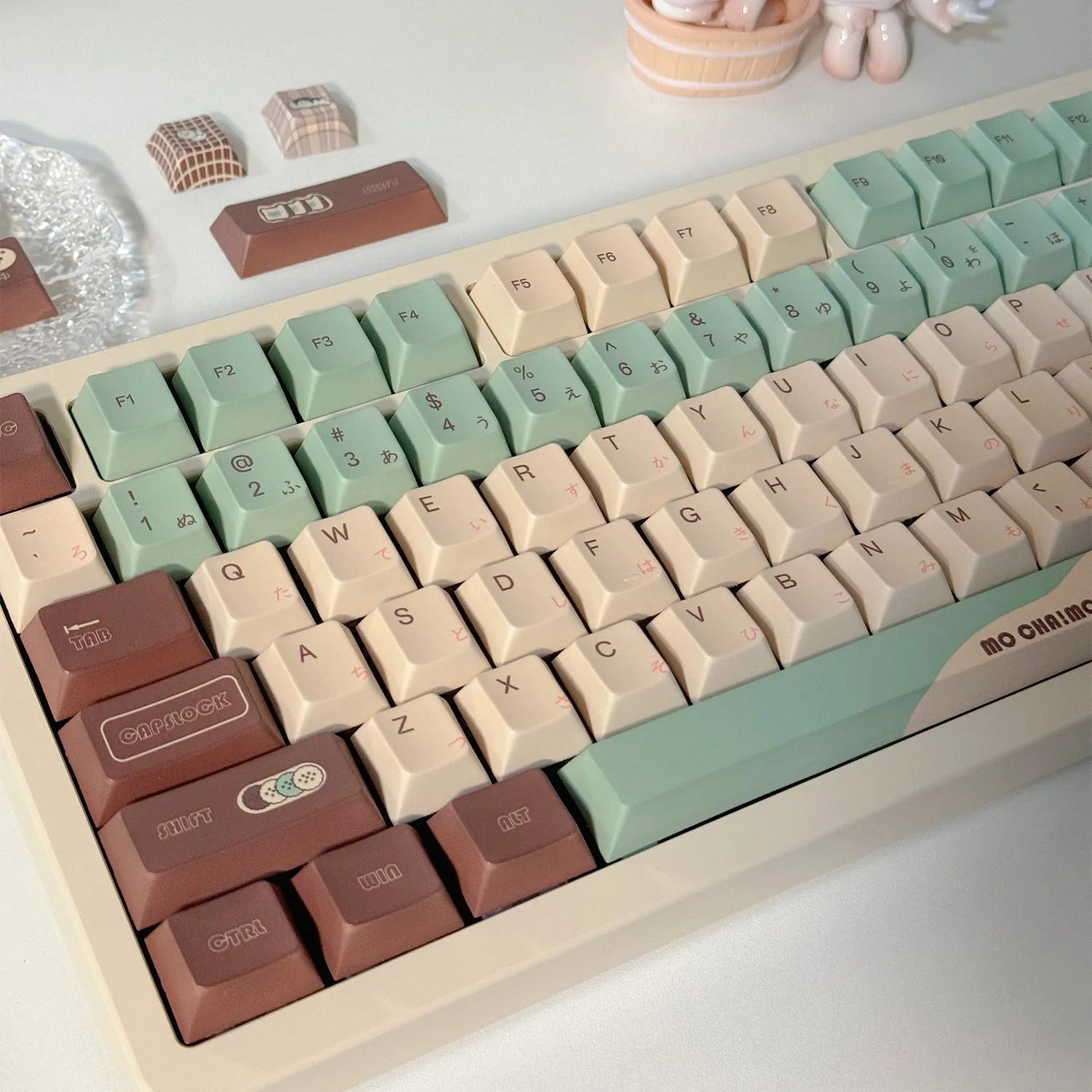 Craft Key CAP mechanical keyboard keycaps with five-sided sublimation printing in Matcha Theme colour