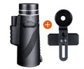 Black HD 40x60 cellphone telescope with 60mm lens, 40x magnification, and waterproof design for outdoor use