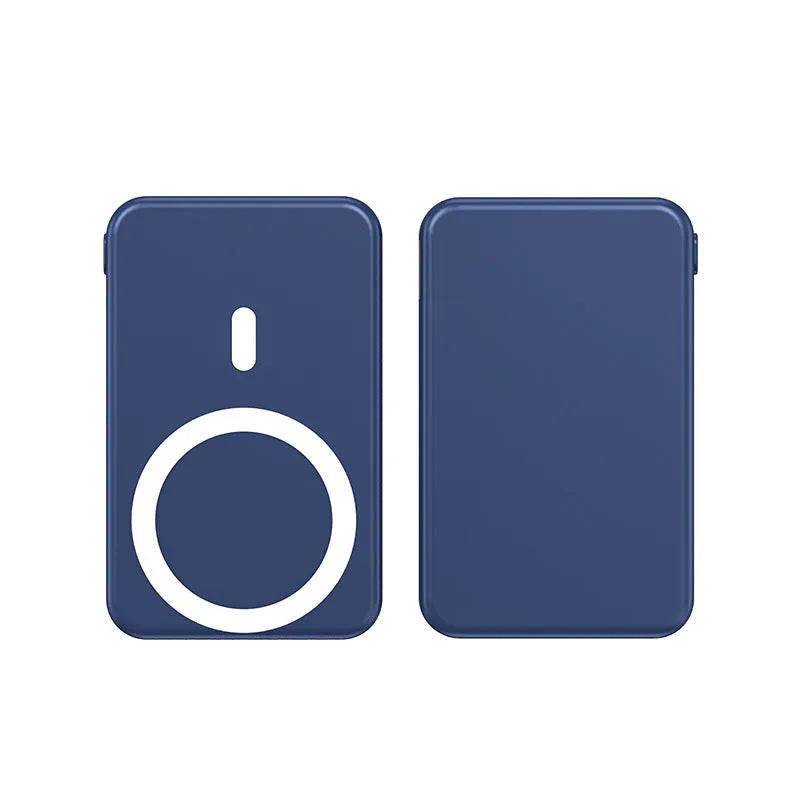 Ultra-thin wireless magnetic power bank for iPhone fast charging in black blue white colours