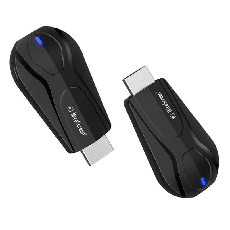 Black wireless screen player with HDMI port for smartphone content sharing to televisions